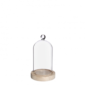 Glass Cloche Knob wood d08/10*17cm
