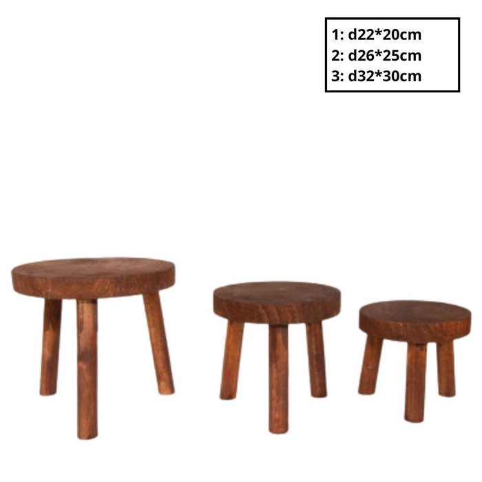 <h4>Homedeco Stool Wood S/3 d32*30cm</h4>