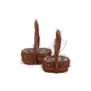 Wicker Elm Branches Brown With Handle Oval Set 2 3