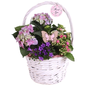 Mothersday Arr. Outdoor Willow Basket with Handles Ø25cm 3PP