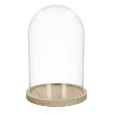 Glas Stolp+hout d15*24cm
