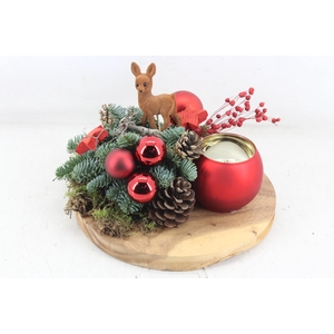 arr5 Kerst MB - Hout luxe schijf wax red hert