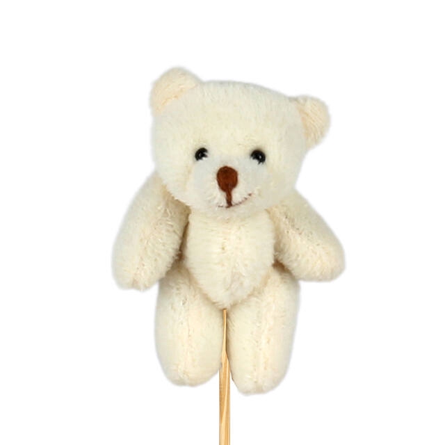 <h4>Bijsteker Beer pluche 9x6cm+50cm stok creme</h4>