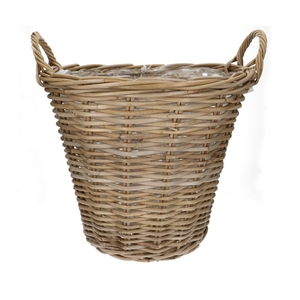 Mandwerk rotan Pot+handvat d45*40cm