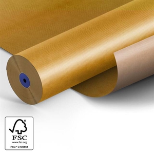 Papier: 60cm br. kraft 50gr Fond goud 400m.