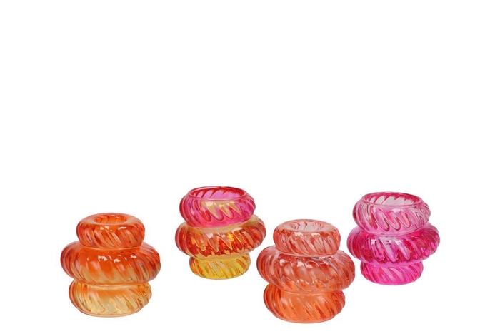 <h4>Bicolore Orange Candle H Twisted Clear Ass 8x7cm</h4>