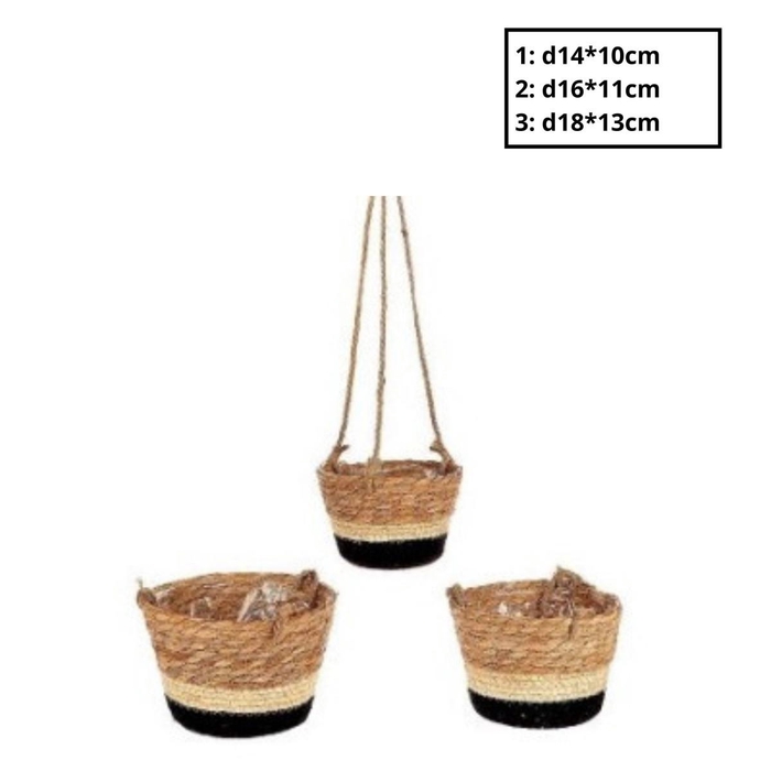 <h4>Basket sets Makka hanging basket S/3 d18*13cm</h4>