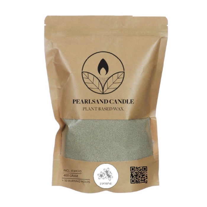 <h4>Kaars Pearlsand 400gr+4lont Jasmine</h4>