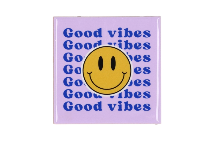 Tile Smiley Yellow/orange/pink 10x10x1cm Nm