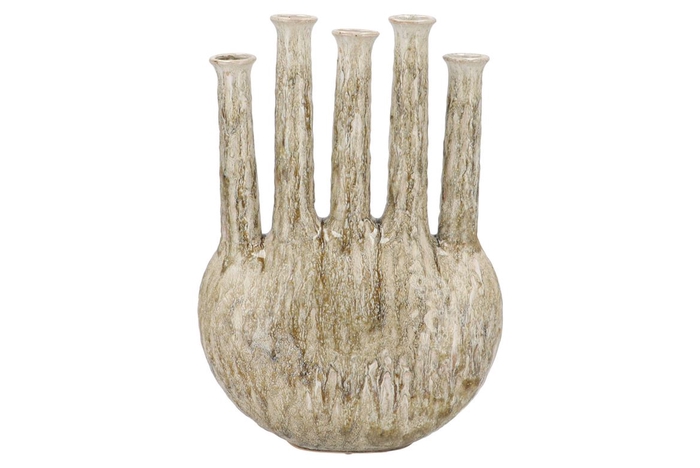 <h4>Inga Jahra Green Vase Oval Tube Active Glaze 34x15x47cm</h4>