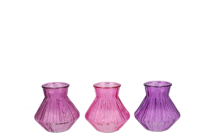 <h4>Roman Sky Purple Clear Mix Diamond Glass Vase Ass 13x13cm</h4>