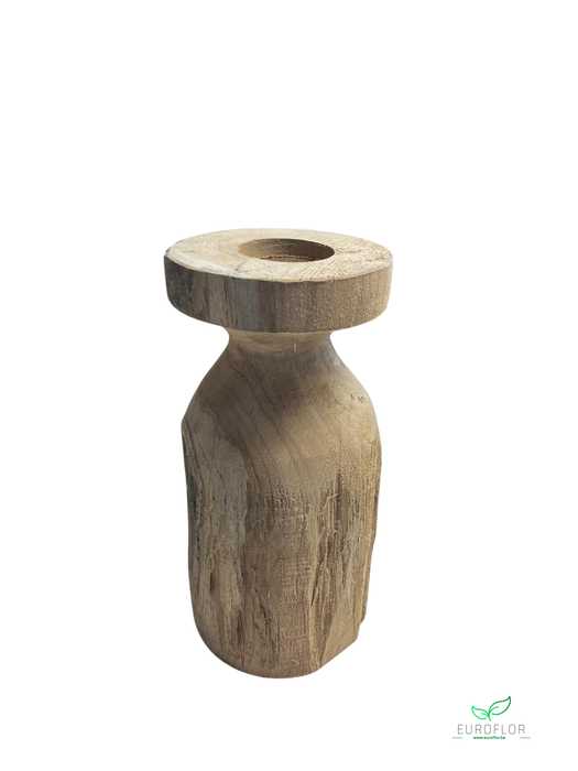 CANDLEHOLDER TEAK HIAS H25D12 NATURAL