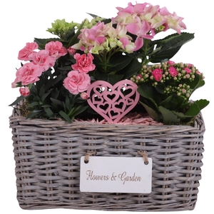 Mothersday Arr. Outdoor Willow Basket Flowersign Ø30cm 3PP