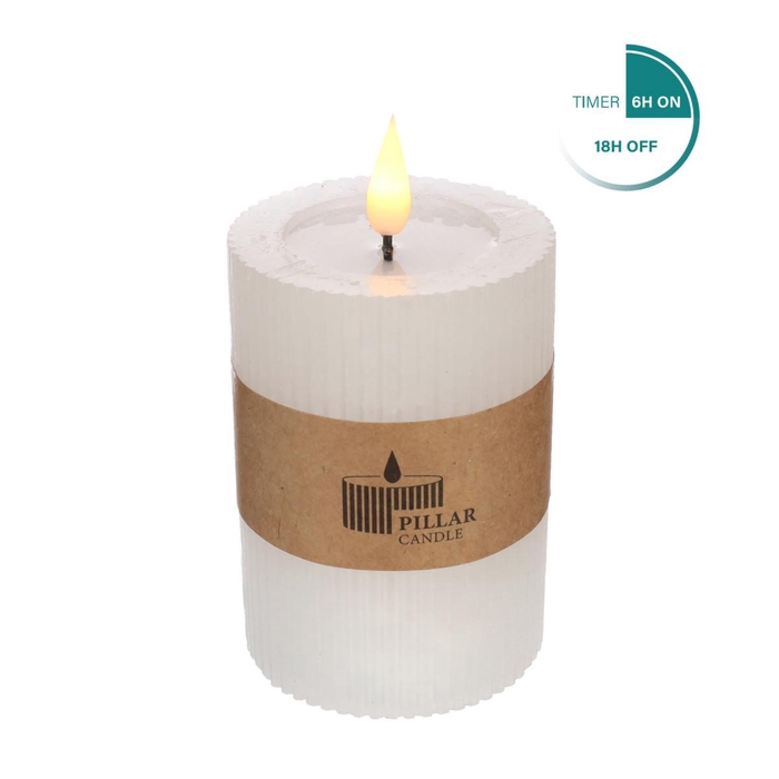 <h4>Candle LED cylind.rib d07*10cm ex.AAA</h4>