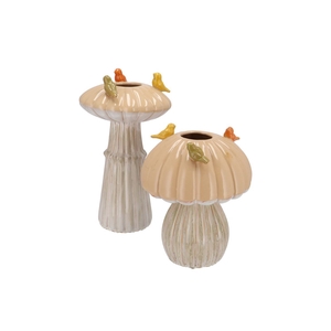 Bird Mushroom Vase Sand Ass 18x18x31cm