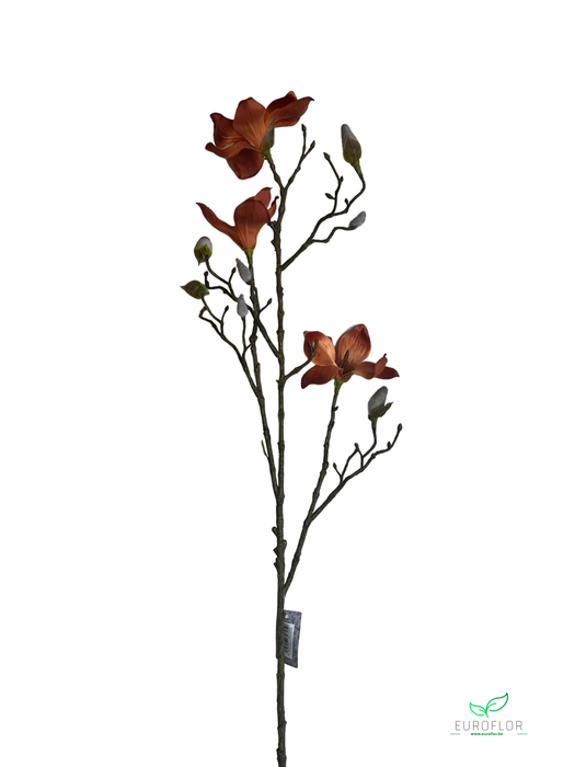 SILK FLOWERS - MAGNOLIA SPRAY VIDAR ORANGE 86CM