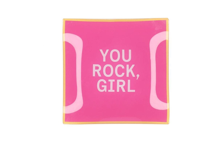 <h4>Plate Square You Rock Girl 18x18x2cm</h4>