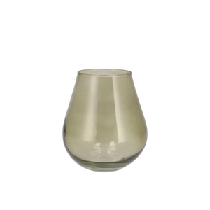 Mira Olive Green Glass Wide Vase 14x14x15cm