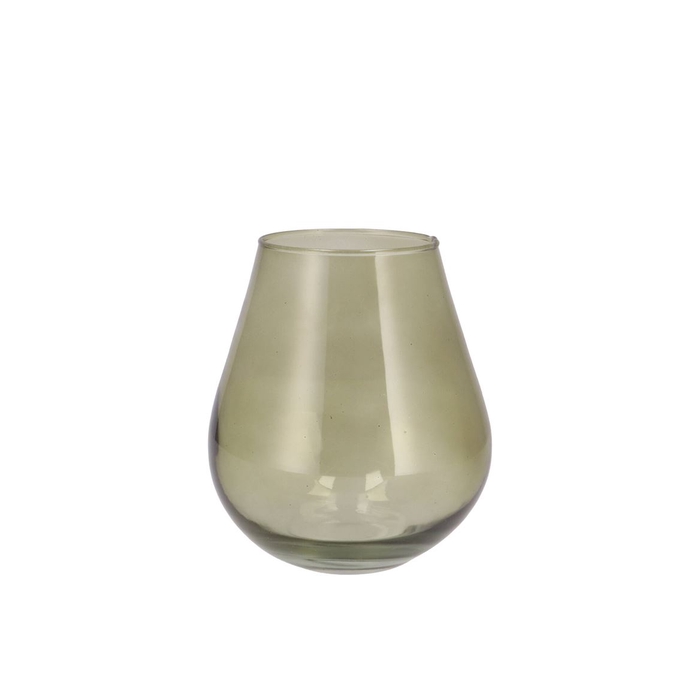 <h4>Mira Olive Green Glass Wide Vase 14x14x15cm</h4>