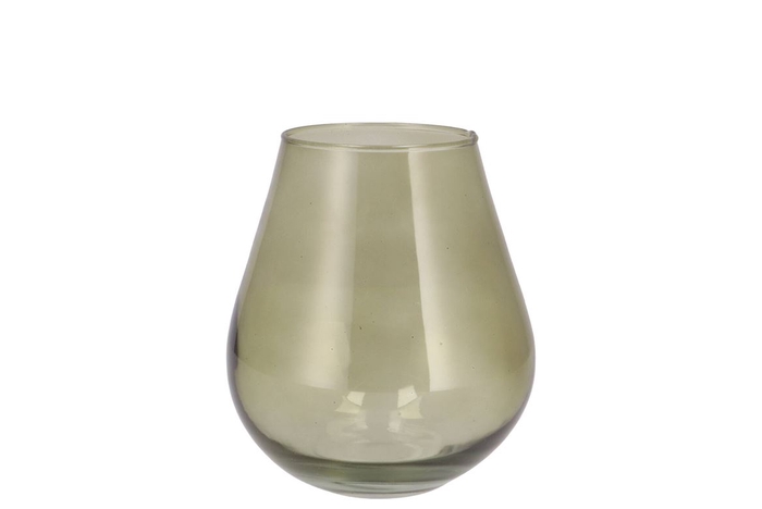 Mira Olive Green Glass Wide Vase 14x14x15cm