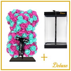 <h4>arr3 Deco beer 25cm - Summer donker roze turquoise</h4>