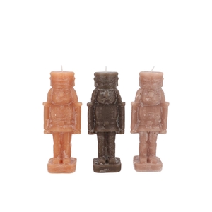 Candle Frosty Nutcracker Woods Brown Mix 4x4x12cm
