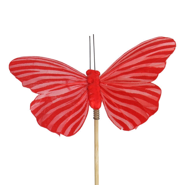<h4>Pick butterfly Spring 7x11cm + 50cm stick red</h4>