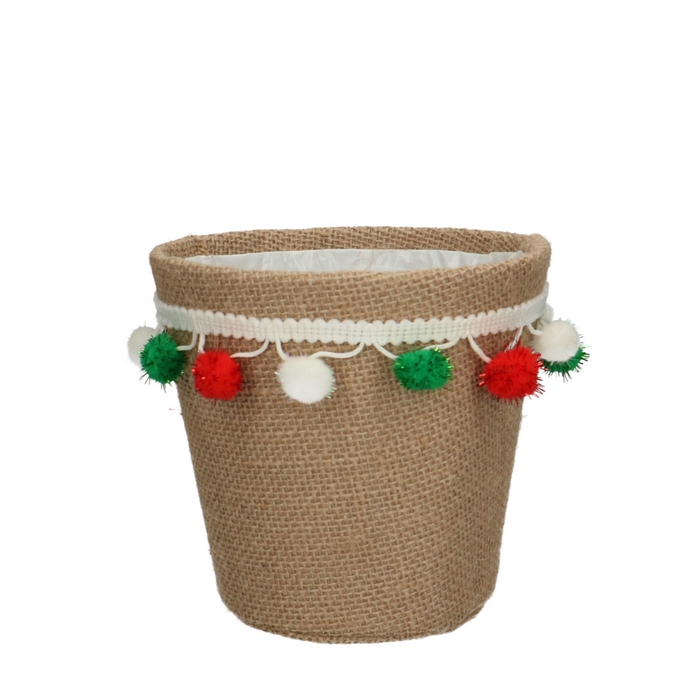 <h4>Kerst Potcover pompon d13.5*13cm</h4>
