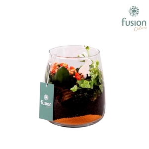 Pasen glazen windlicht Julia oranje met Arrangement D15.5