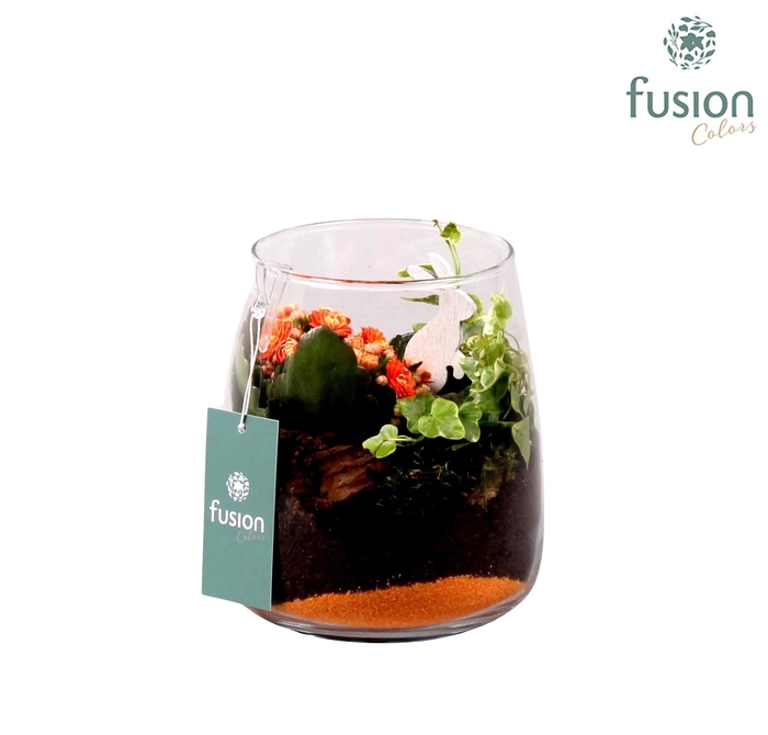 <h4>Pasen glazen windlicht Julia oranje met Arrangement D15.5</h4>