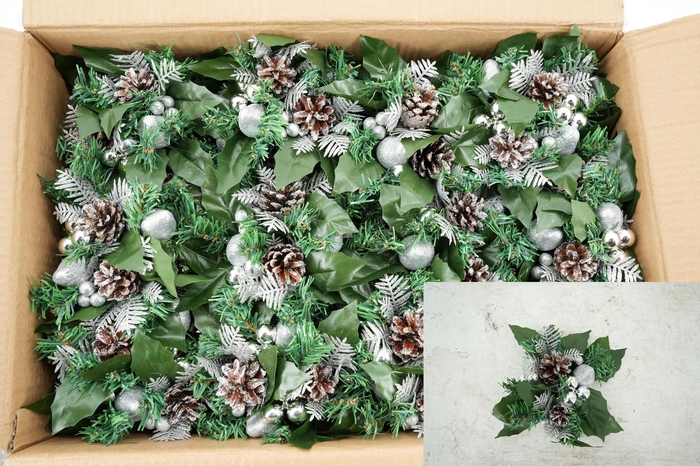 <h4>Wreath christmas ring Ø6cm silver R2</h4>