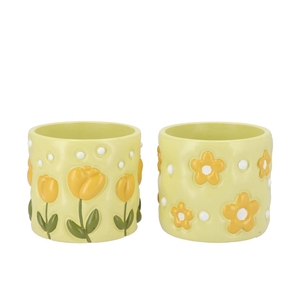 Juul Green Yellow Pot Flower 14x14x13cm