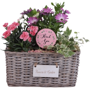 Mothersday Arr. Outdoor Willow Basket Flowersign Ø30cm 3PP