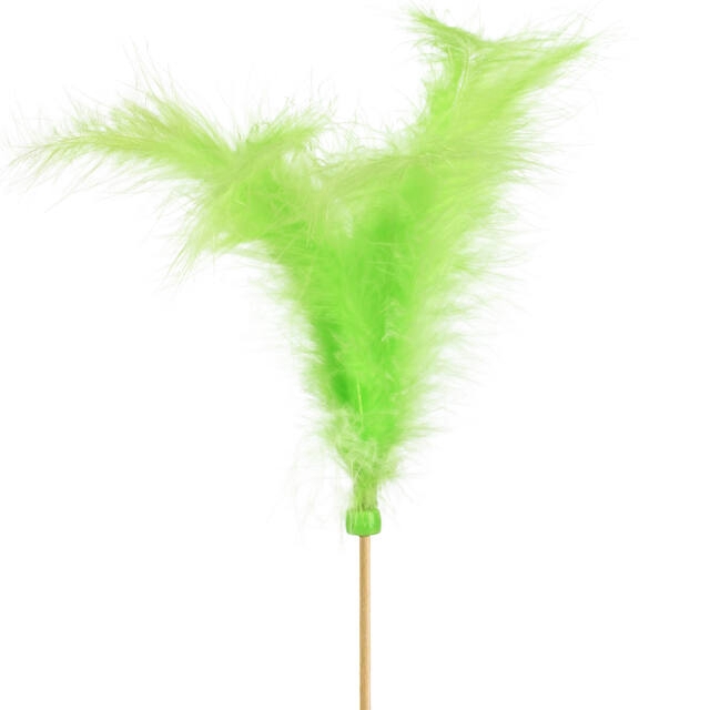 Bijsteker pluimveer 10cm+50cm stok licht groen