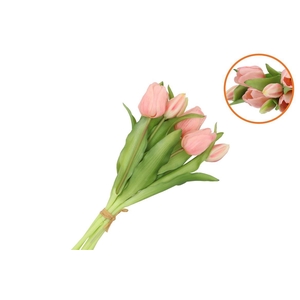 Silk Tulip Bouquet 7x Light Pink 17x30cm Nm
