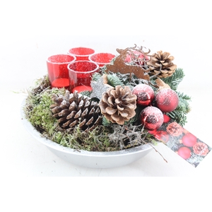 arr5 Kerst MB - Zink schaal 4wax rood