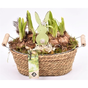 Touw met zink schaal ovaal 21x14cm