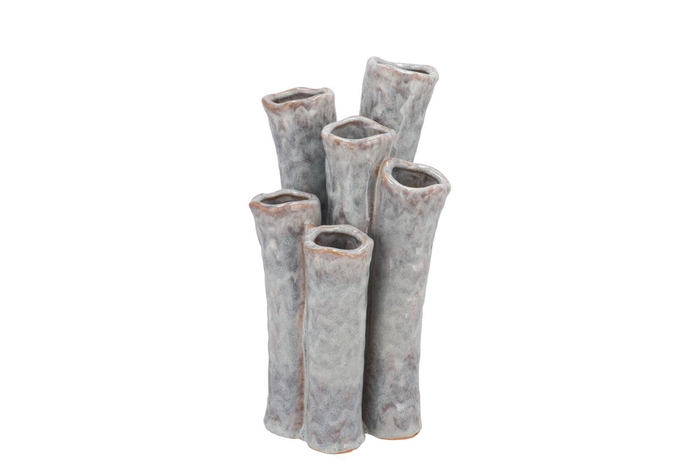 <h4>Inga Barrier Grey Vase Tube Active Glaze 17x14x28cm</h4>