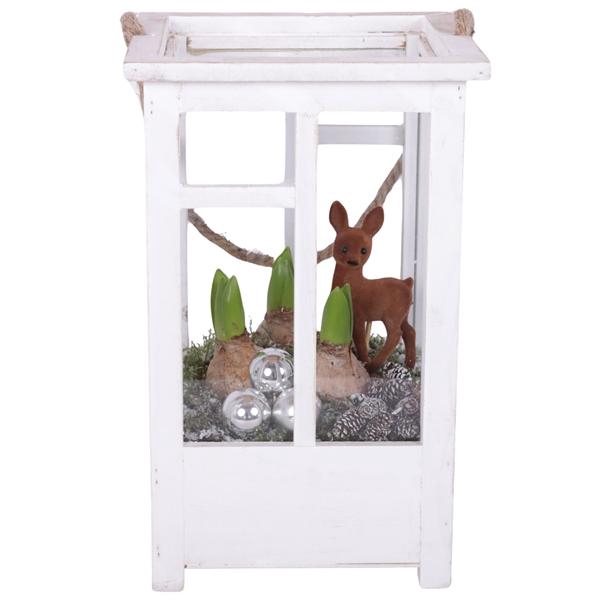 <h4>Christmas Arr. Hyacint Wooden Lantern Pot White Mix Ø19cm 3PP</h4>