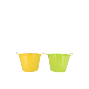 Zinc Basic Yellow/green Ears Bucket 16x14cm