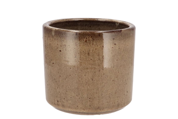 <h4>Javea Cilinder Pot Glazed Taupe 17x15cm</h4>