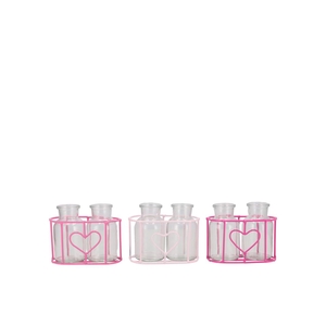 Polly Pink Mix Metal Rack 2 Glass Round Ass 13x7x8cm