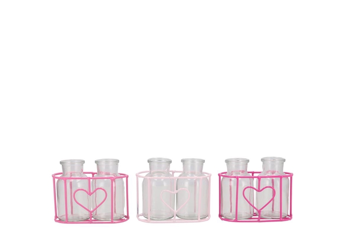 <h4>Polly Pink Mix Metal Rack 2 Glass Round Ass 13x7x8cm</h4>