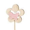 Pick flower wood+velvet 7cm+12cm stick pink