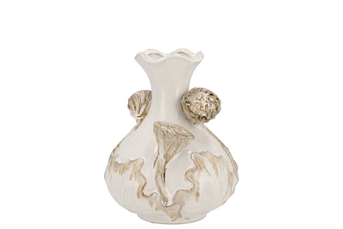 <h4>Mara White Vase Neck Lotus 15x15x20cm</h4>