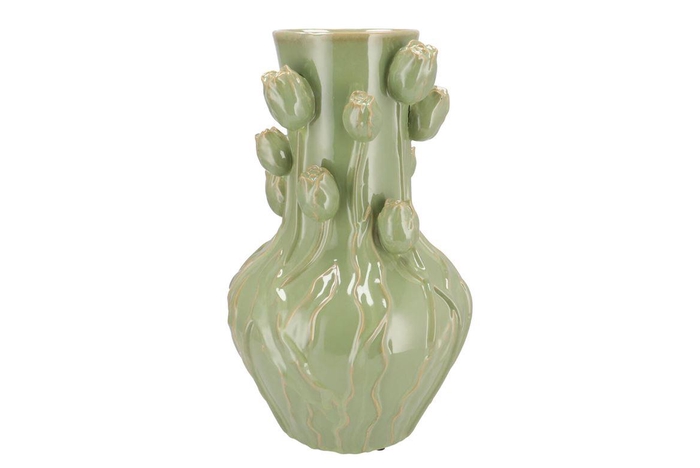 Mara Pistache Vase Neck Tulip 28x28x45cm Nm