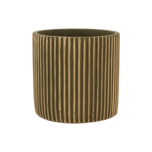 Stripes Green Gold Cylinder Pot 19x18cm Nm