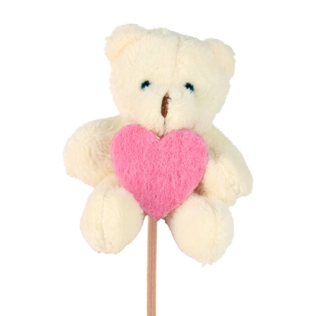 <h4>Bijsteker Beer+hart roze pluche 7x5+50cm stok cr.</h4>