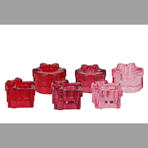 Bowy Jolly Pink Mix Candle Holder Bow Square Ass 6x5x5cm
