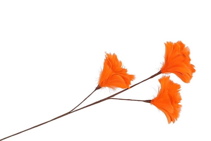 Silk Feather Flower Orange 3 Op Steel 80cm Nm